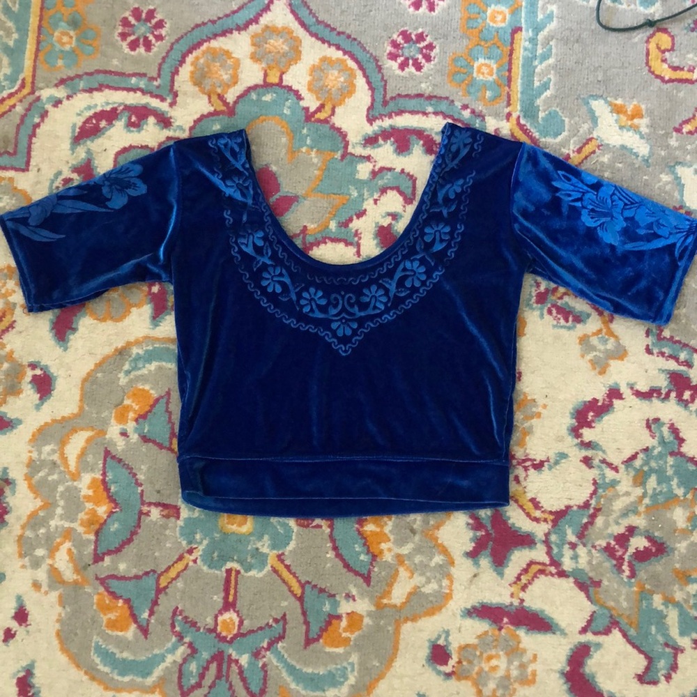 Blue velvet crop top
